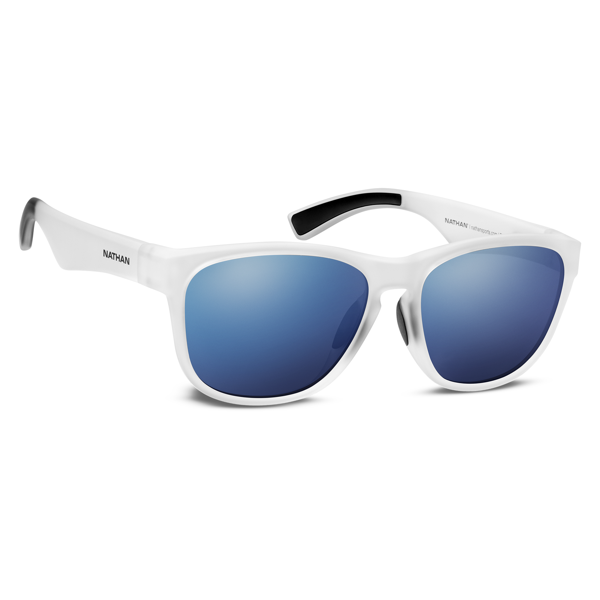 Nathan Summit Polarized Running Sunglasses - Clear Frame/Blue Mirror Lens - Hero