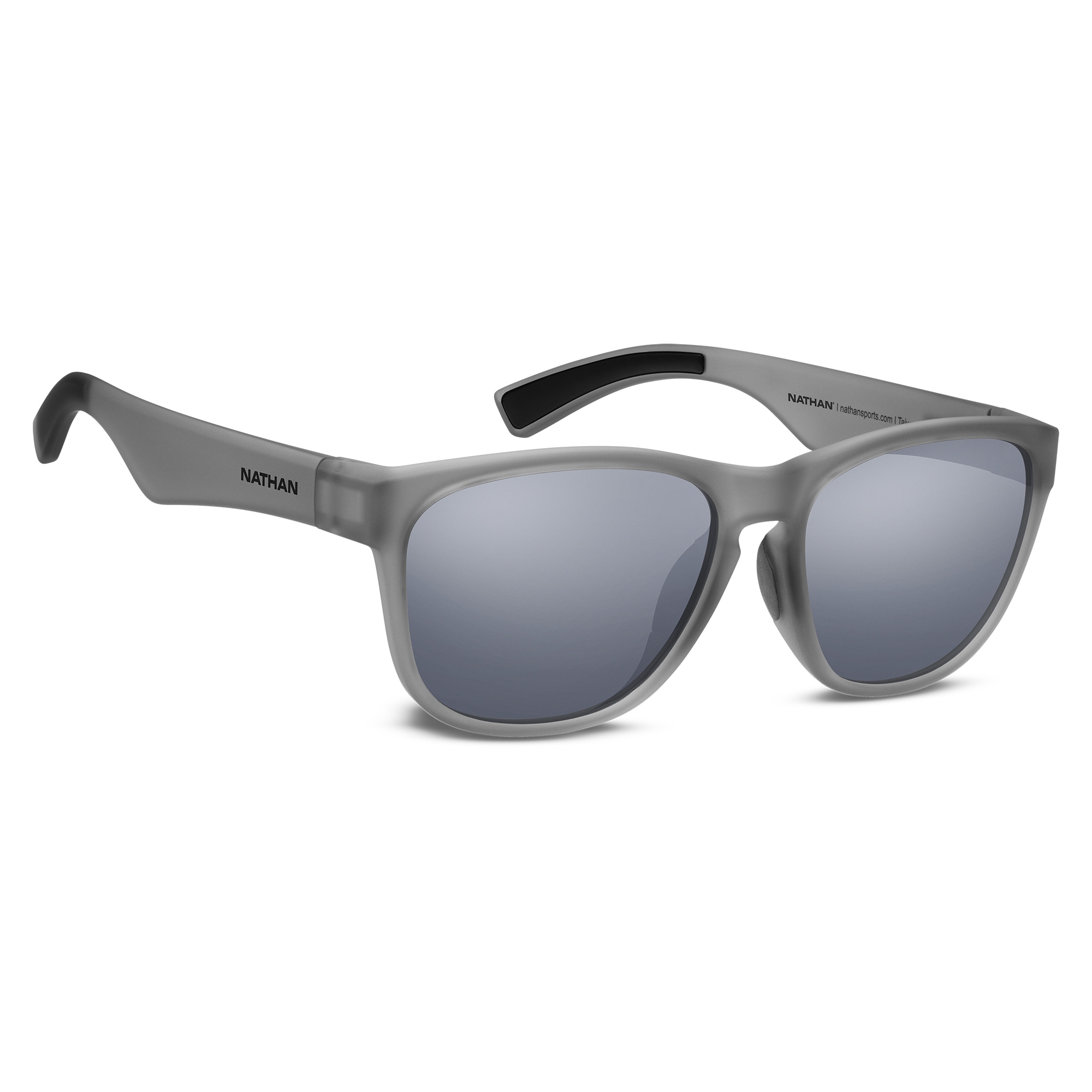 Nathan Summit Polarized Running Sunglasses - Clear-Gray Frame/Gray Smoke Lens - Hero