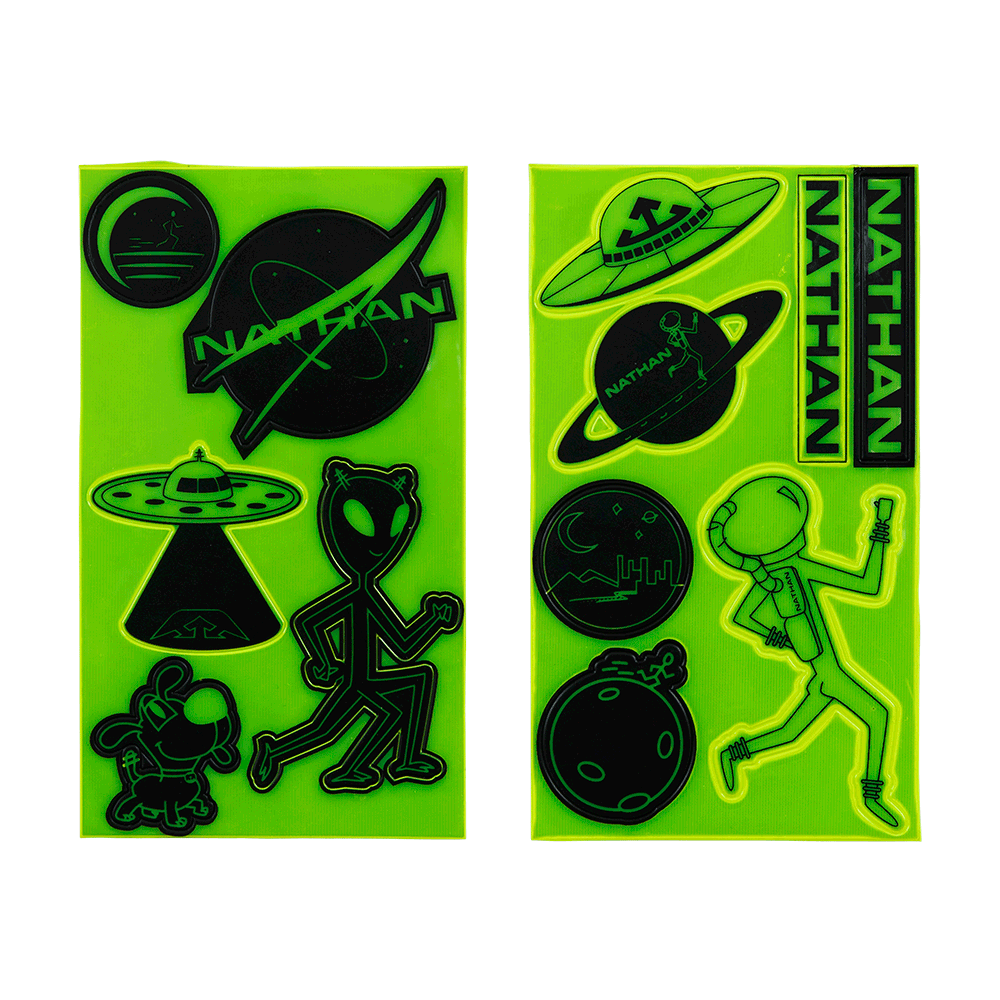Nathan Yellow Reflective Visibility Sticker Packs - Aliens and Galaxy