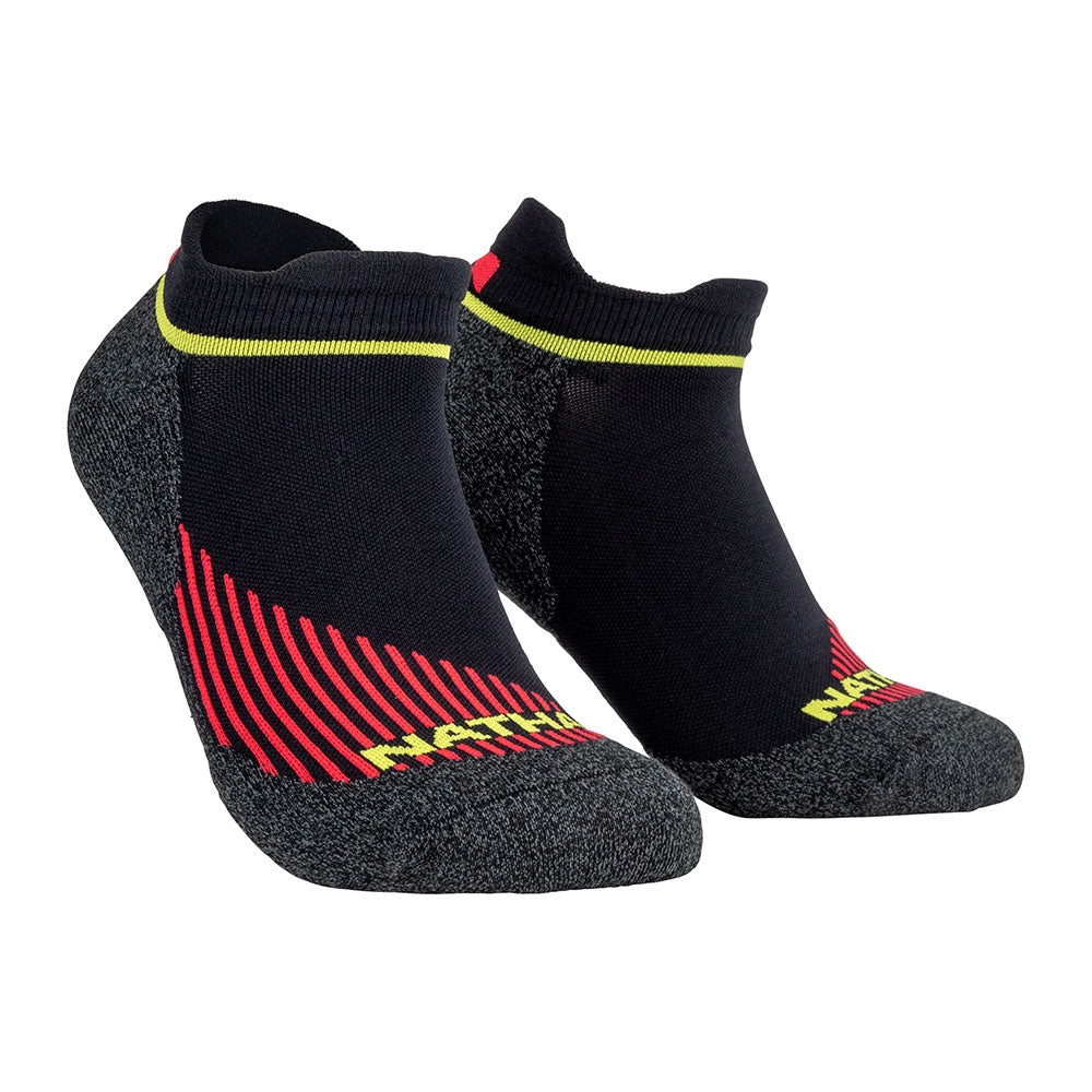 NATHAN Black Stripes Low-Cut Running Socks - Front View