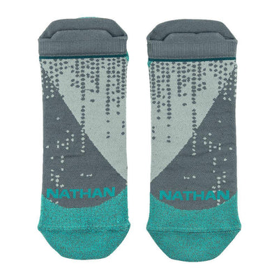 Grey and Teal Matrix Low-Cut Running Socks