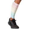 Shock Doctor White/Multi Color Lux Showtime Compression Calf Sleeves - Front of Calf View