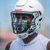 Drip Play Safe Face Mask Lifestyle Image  – Male Football Player With Helmet on Wearing Protective Safety Face Mask - Left Angle