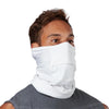 White Play Safe Neck-Face Gaiter – Male Model Wearing Protective Safety Face and Neck Covering - Right Angle