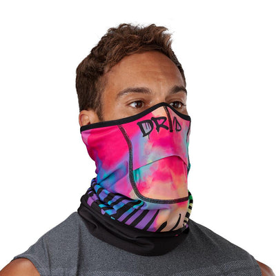 Drip Play Safe Neck-Face Gaiter – Male Model Wearing Protective Safety Face and Neck Covering - Right Angle