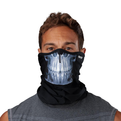 Skull Play Safe Neck-Face Gaiter – Male Model Wearing Protective Safety Face and Neck Covering - Front Angle